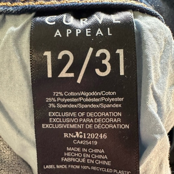 Women's Curve Appeal Blue Jeans size 12 - Picture 7 of 10